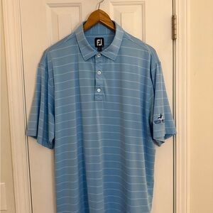 FootJoy FJ Golf Polo Men’s XL Light Blue White Stripe w/ Kelly Plantation Logo